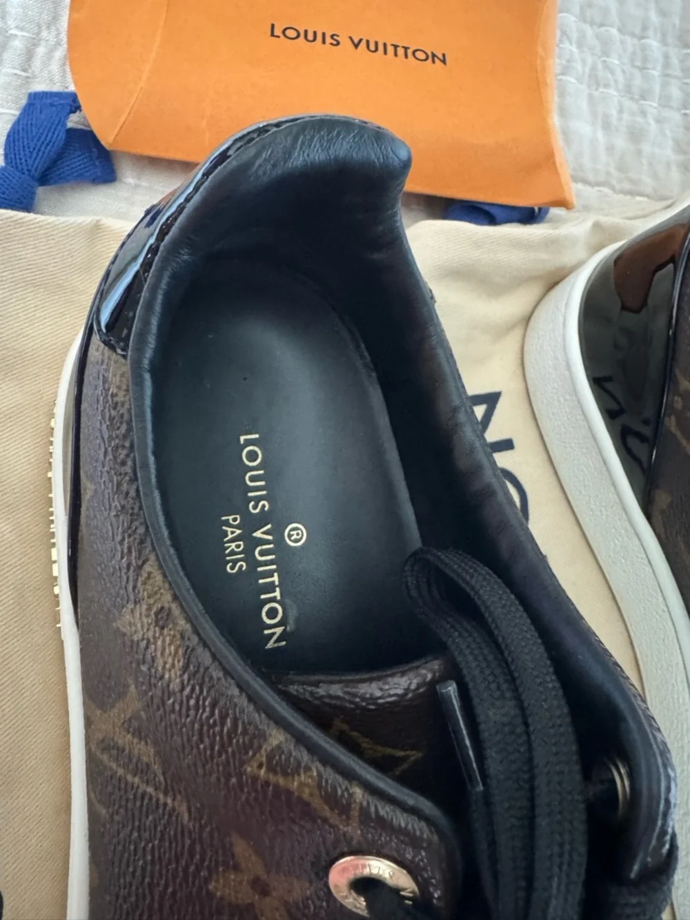 Louis Vuitton Women’s Brown Monogram Low-Top Lace-Up Sneakers - Picture 4 of 9